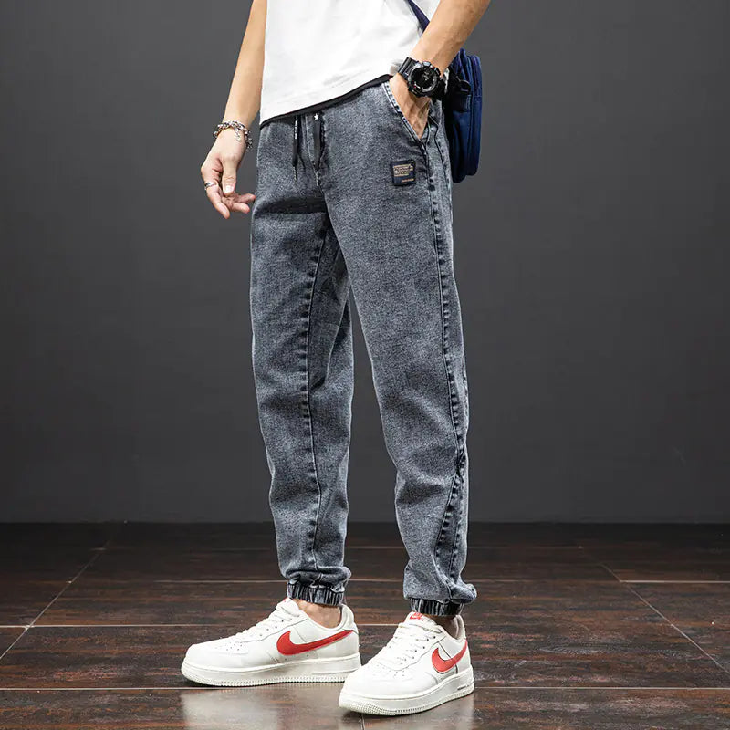 Men's Loose Fit Jogger Jeans with Drawstring (Plus Size)