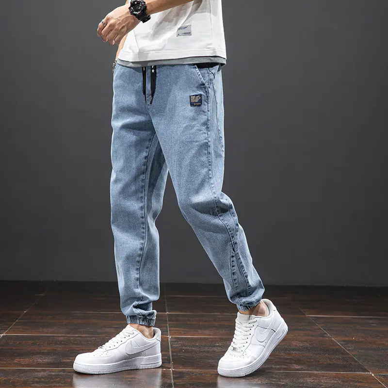 Men's Loose Fit Jogger Jeans with Drawstring (Plus Size)