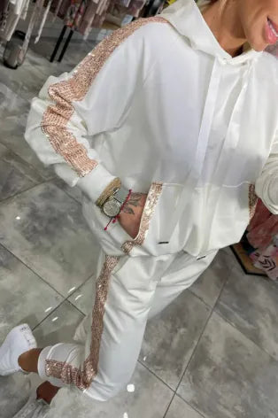 Athletic Hooded Sweatshirt and Jogger Set