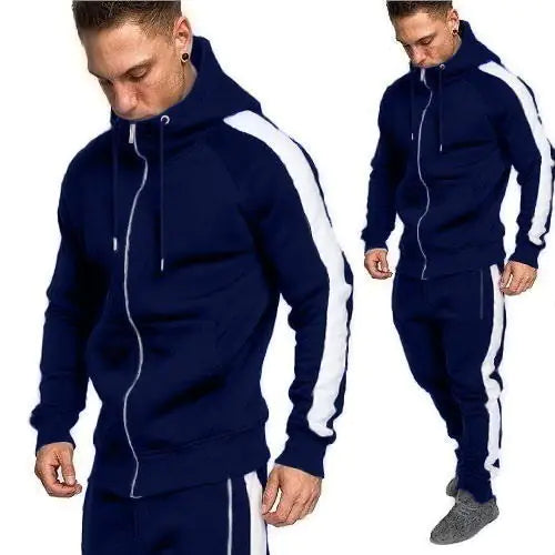 Men's Casual Sports Jacket and Hoodie Set