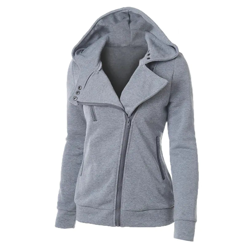 Fleece Hoodie with Asymmetric Zipper Jacket