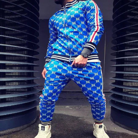 Men's Casual 3D Printed Fitness Hoodie and Tracksuit Set