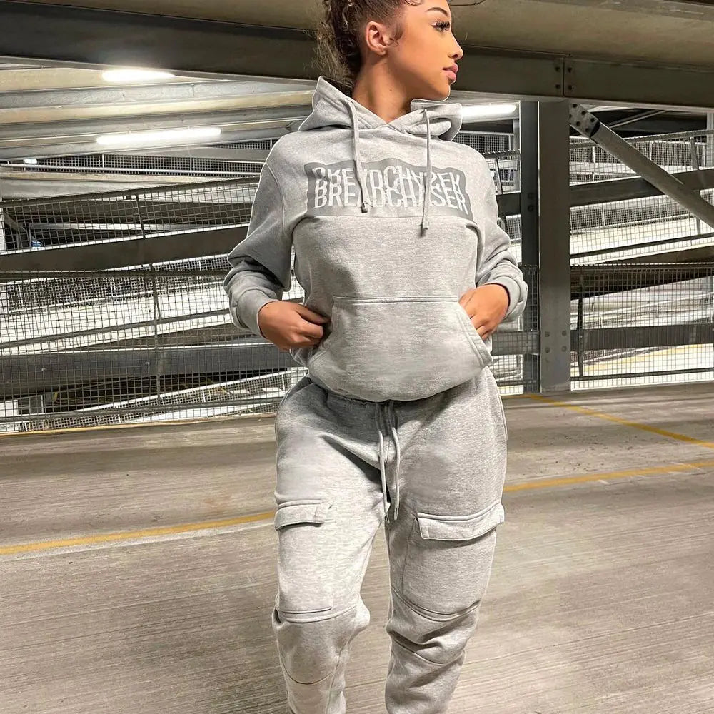 Printed Tooling Pocket Pants and Hoodie Set