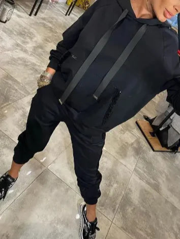 Athletic Hooded Sweatshirt and Jogger Set