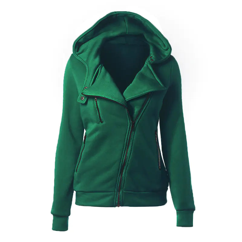 Fleece Hoodie with Asymmetric Zipper Jacket