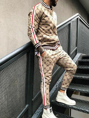 Men's Casual 3D Printed Fitness Hoodie and Tracksuit Set