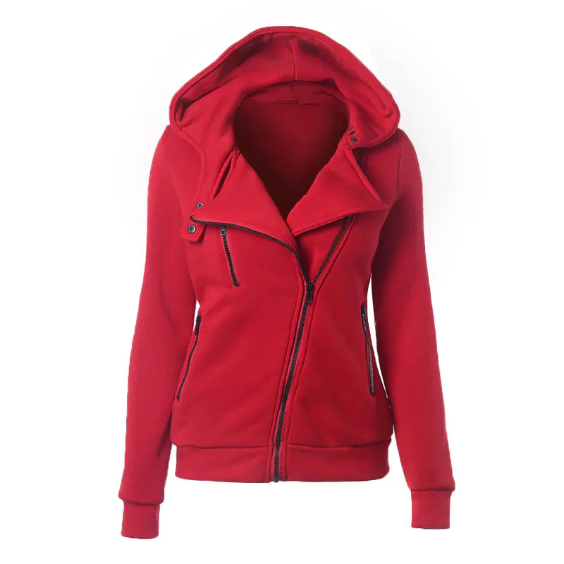 Fleece Hoodie with Asymmetric Zipper Jacket