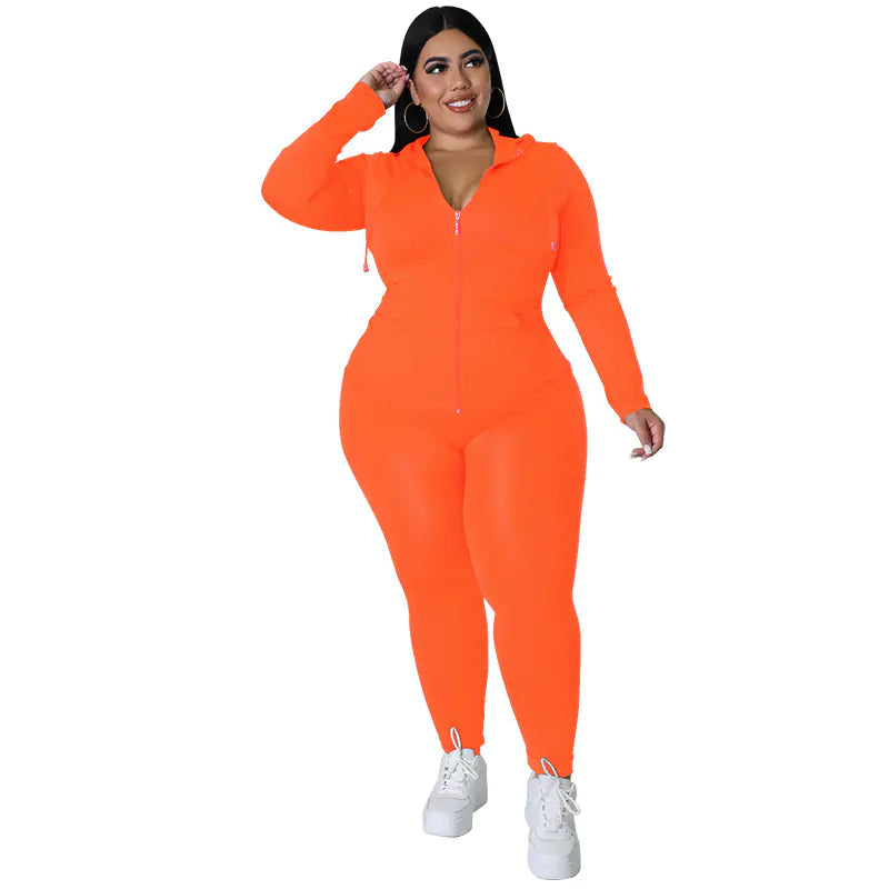 Plus Size Ladies Activewear Set: Zip Hoodie & Pants