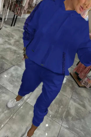 Athletic Hooded Sweatshirt and Jogger Set