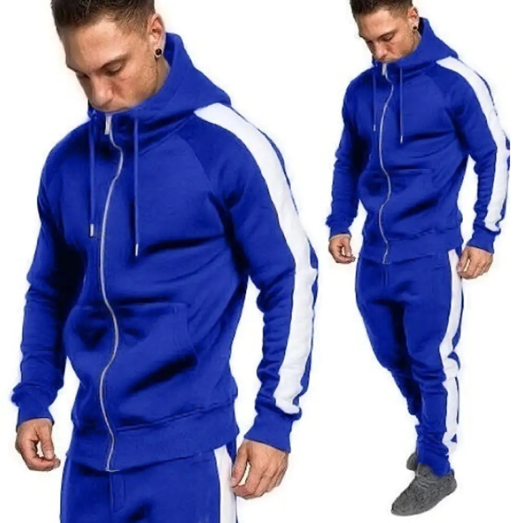 Men's Casual Sports Jacket and Hoodie Set