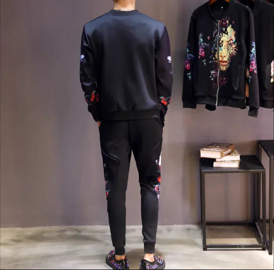 Men's Digital Print Baseball Jacket and Hoodie Outerwear