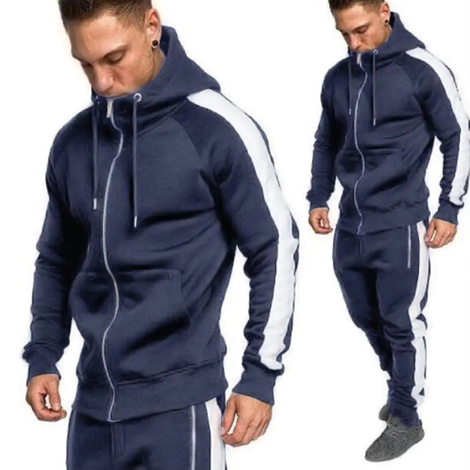 Men's Casual Sports Jacket and Hoodie Set