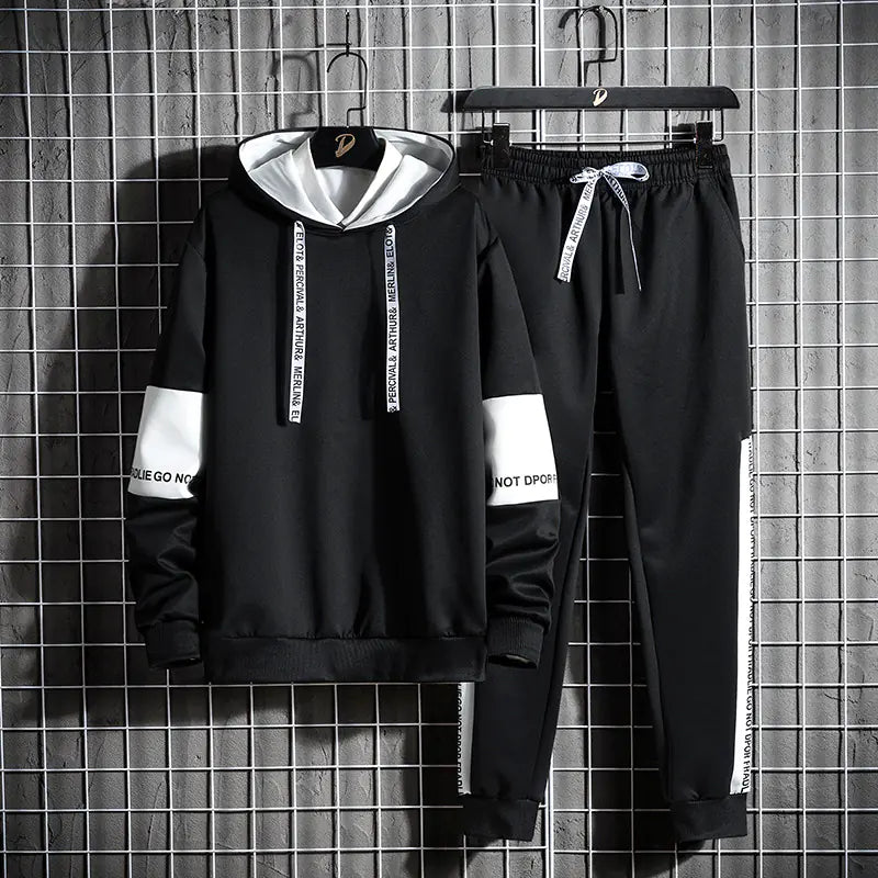 Men's Knitted Fleece Hoodie and Pants Sports Set