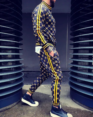 Men's Casual 3D Printed Fitness Hoodie and Tracksuit Set