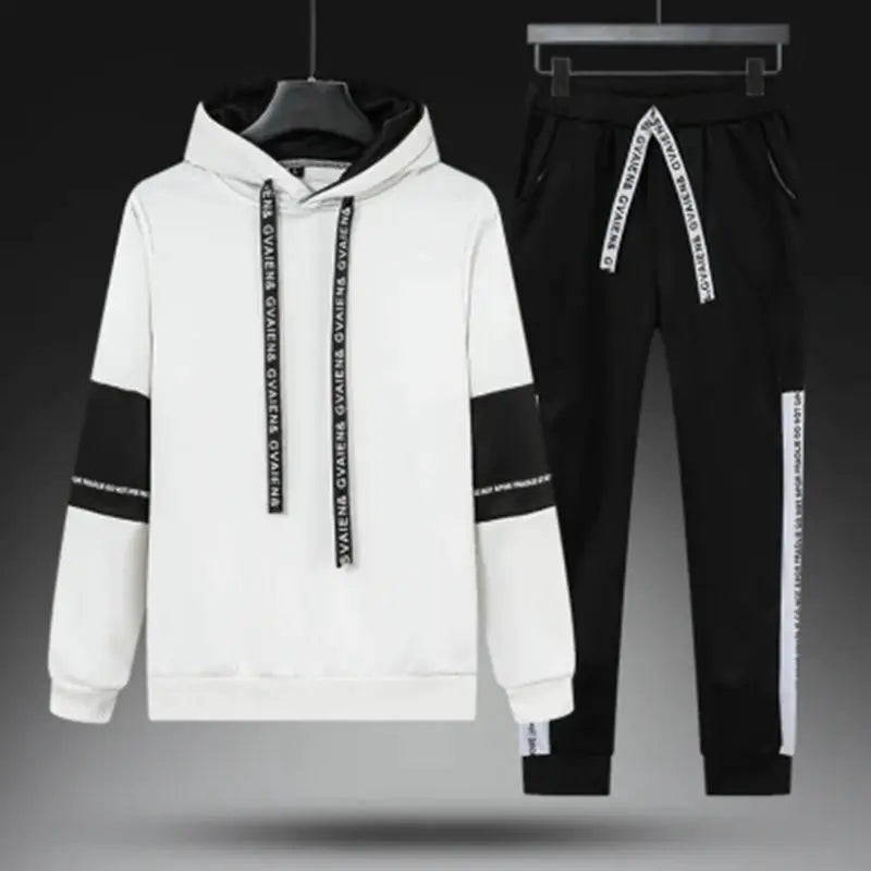 Men's Knitted Fleece Hoodie and Pants Sports Set