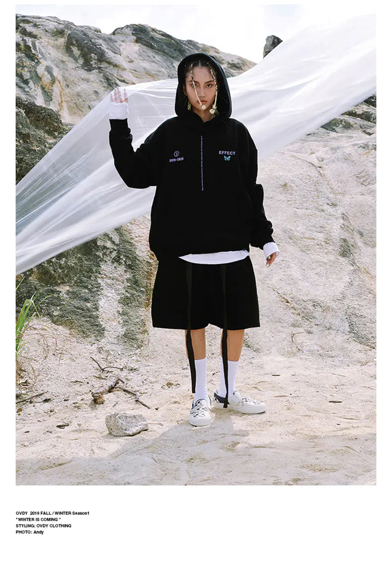 Butterfly Print Couple Hoodie with Drawstring