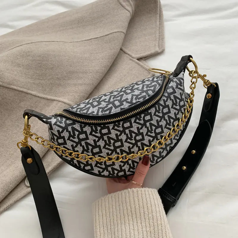 Trendy Printed Women's Crossbody Bag with Wide Strap