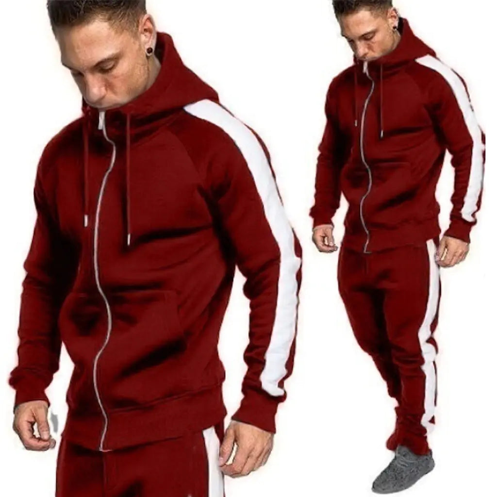 Men's Casual Sports Jacket and Hoodie Set