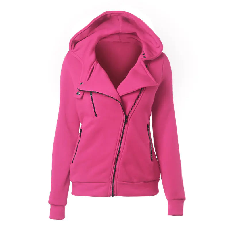 Fleece Hoodie with Asymmetric Zipper Jacket