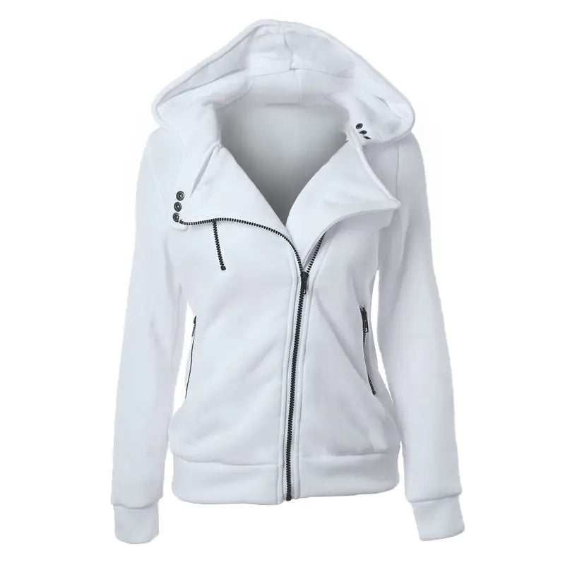Fleece Hoodie with Asymmetric Zipper Jacket